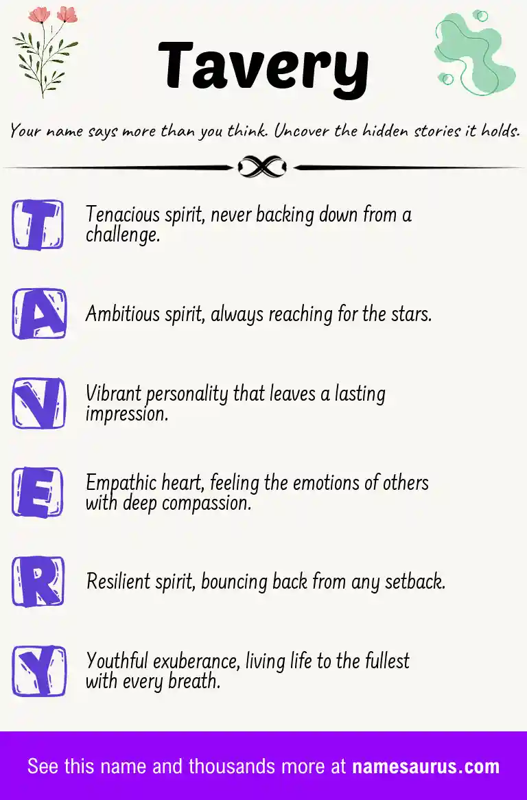 Acrostic poem about Tavery.