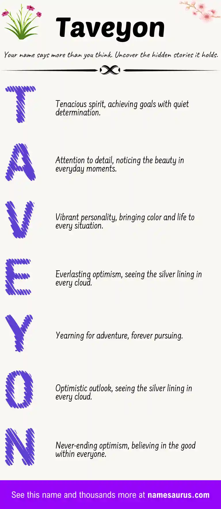 Acrostic poem about Taveyon.