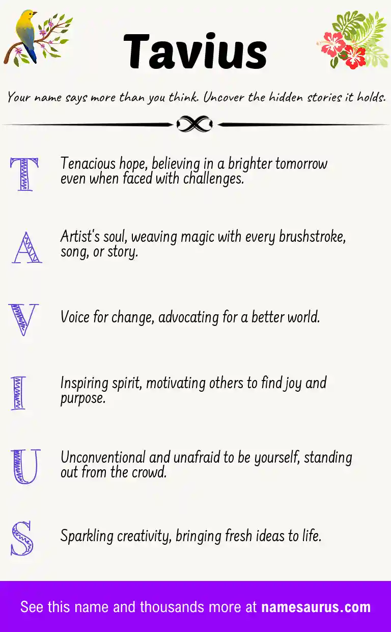 Acrostic poem about Tavius.