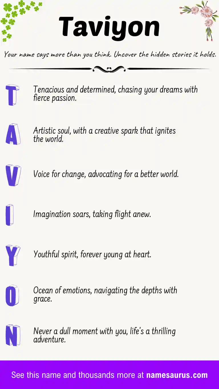 Acrostic poem about Taviyon.