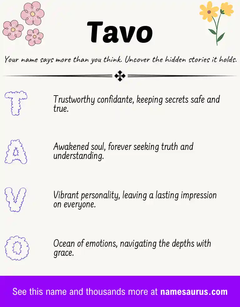 Acrostic poem about Tavo.