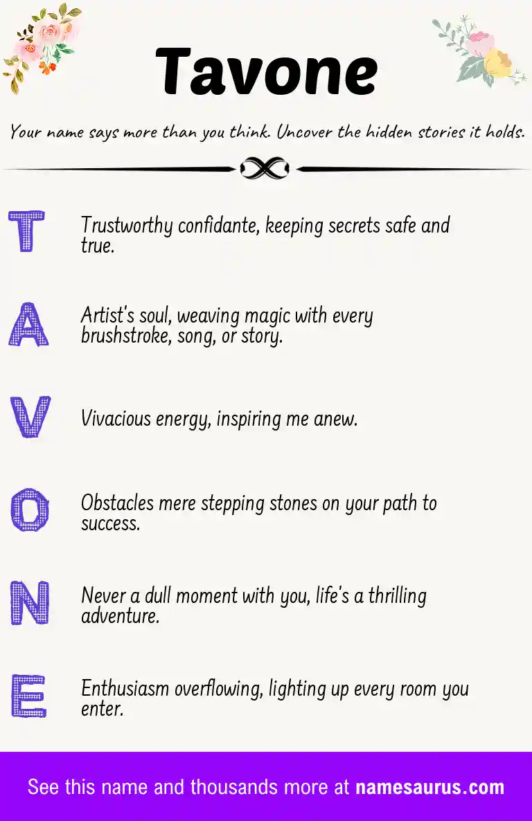 Acrostic poem about Tavone.