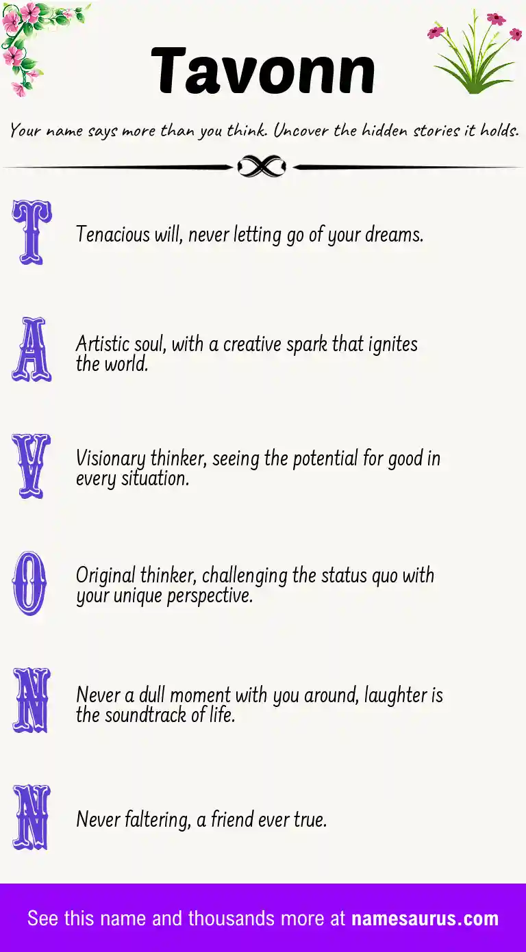 Acrostic poem about Tavonn.
