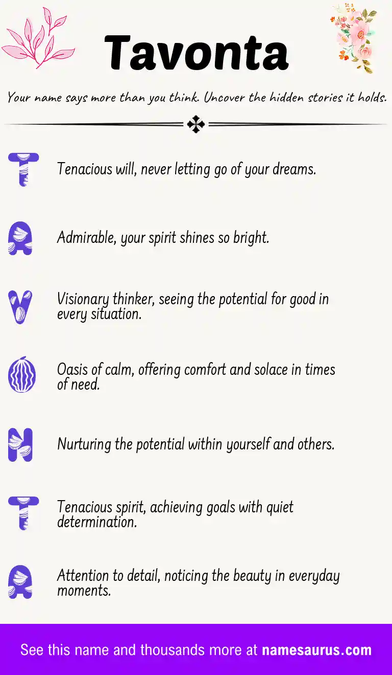 Acrostic poem about Tavonta.