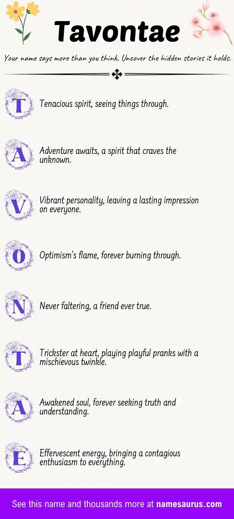 Acrostic poem about Tavontae.