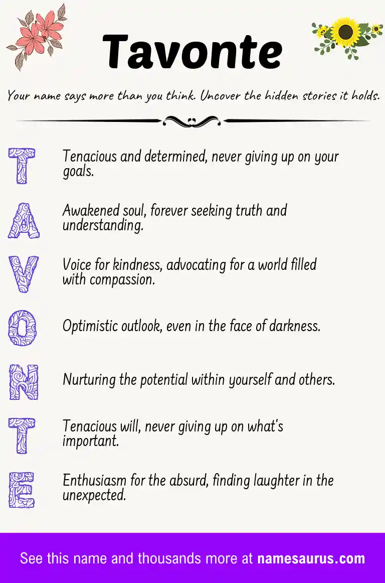 Acrostic poem about Tavonte.
