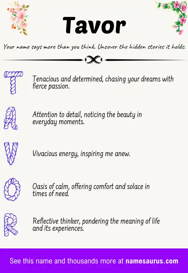 Acrostic poem about Tavor.