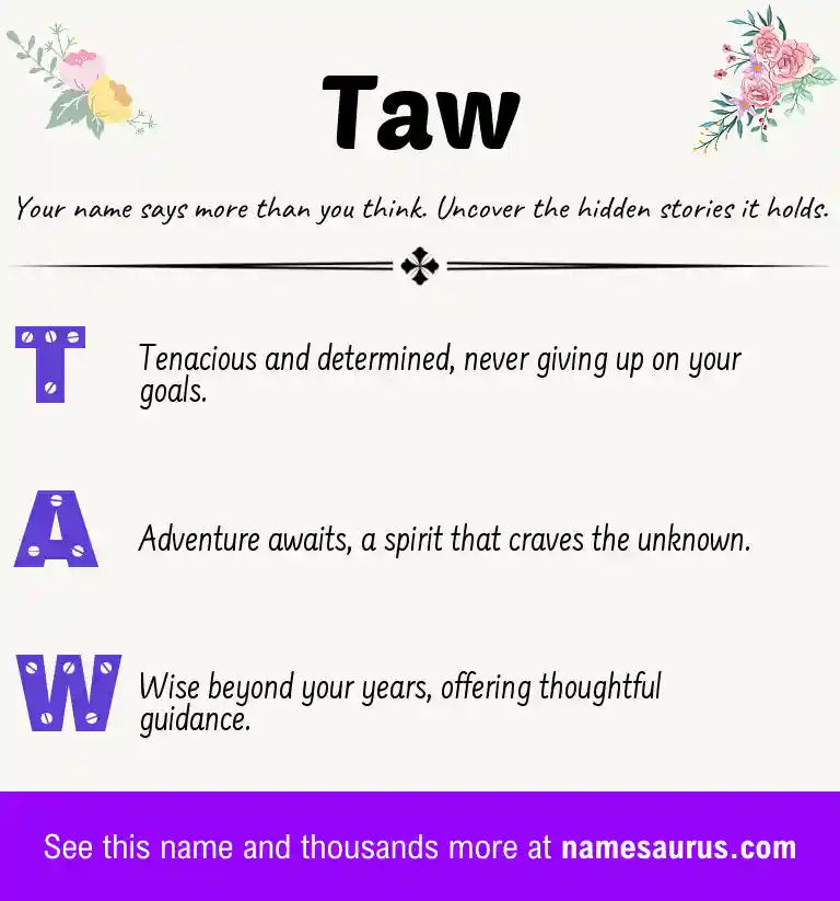 Acrostic poem about Taw.