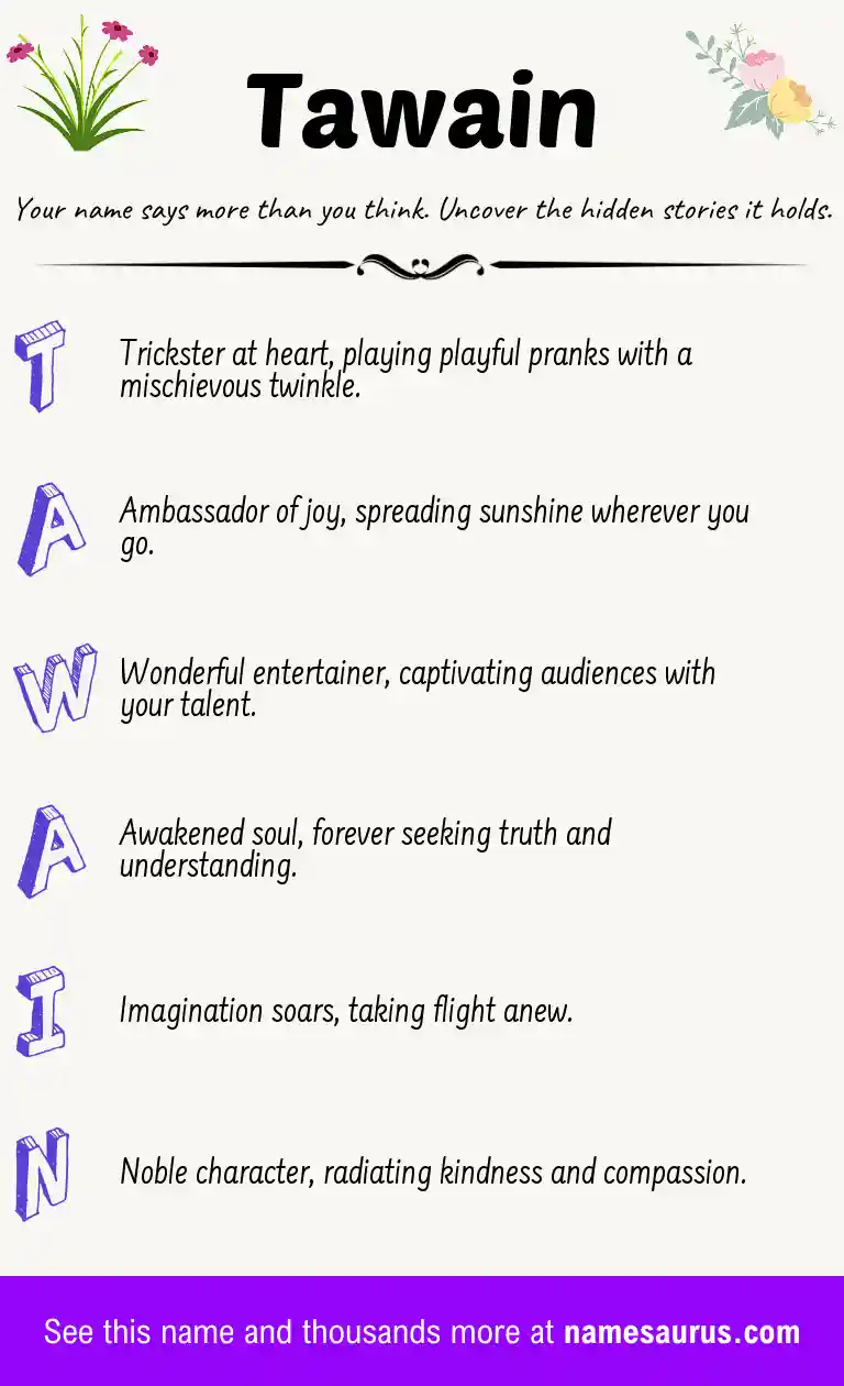 Acrostic poem about Tawain.