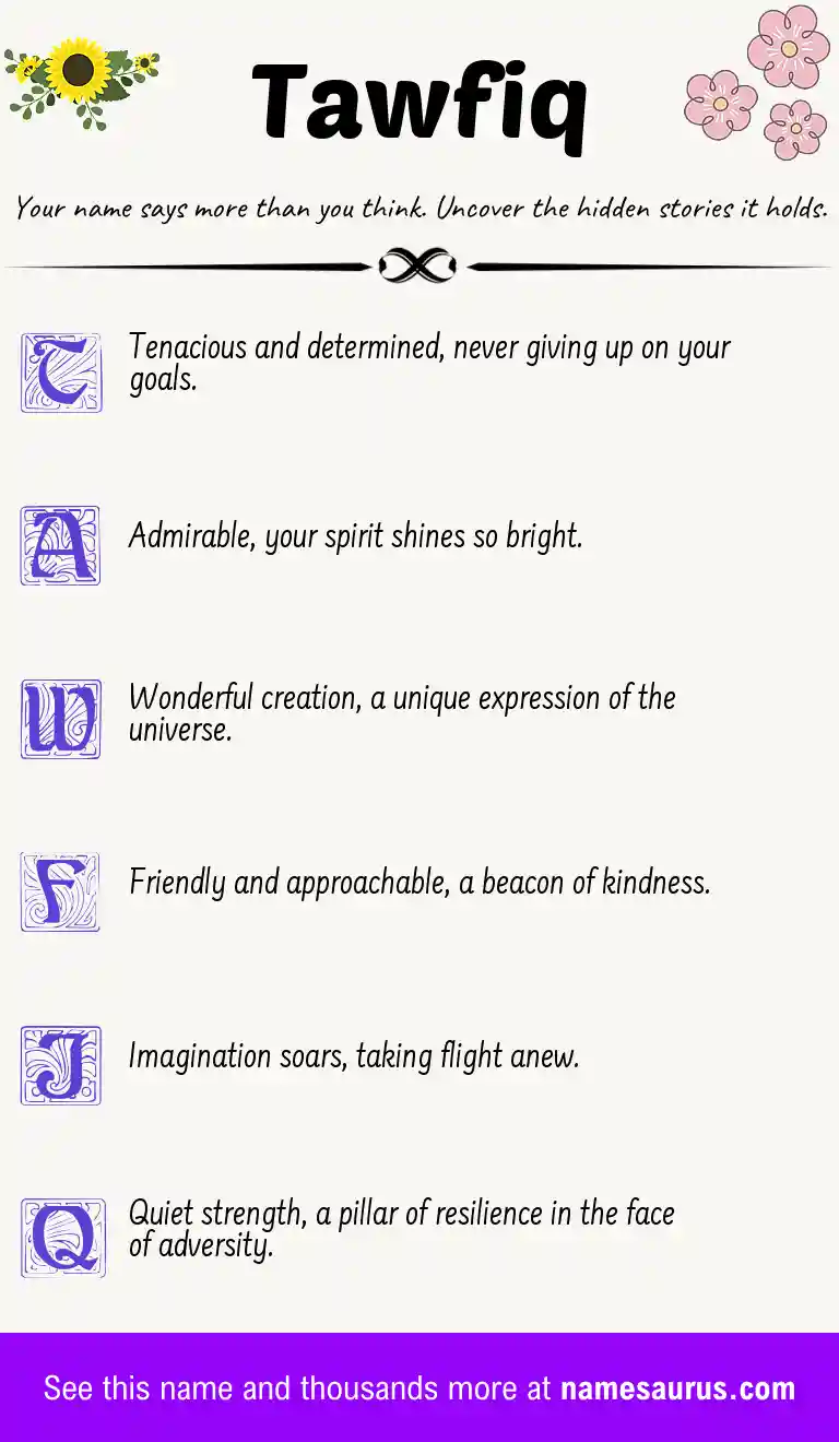 Acrostic poem about Tawfiq.