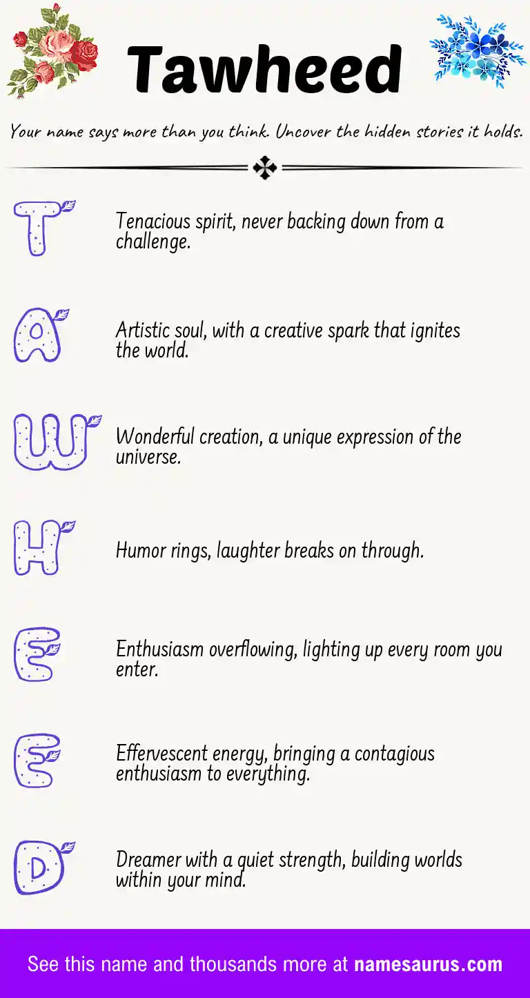 Acrostic poem about Tawheed.