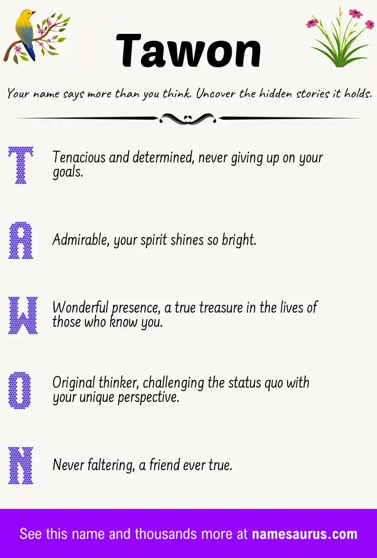 Acrostic poem about Tawon.