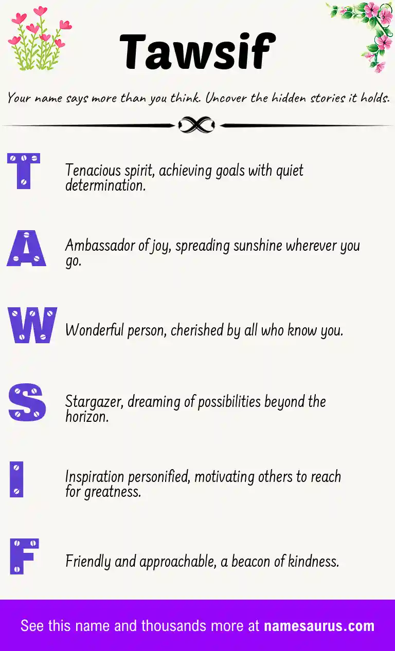 Acrostic poem about Tawsif.