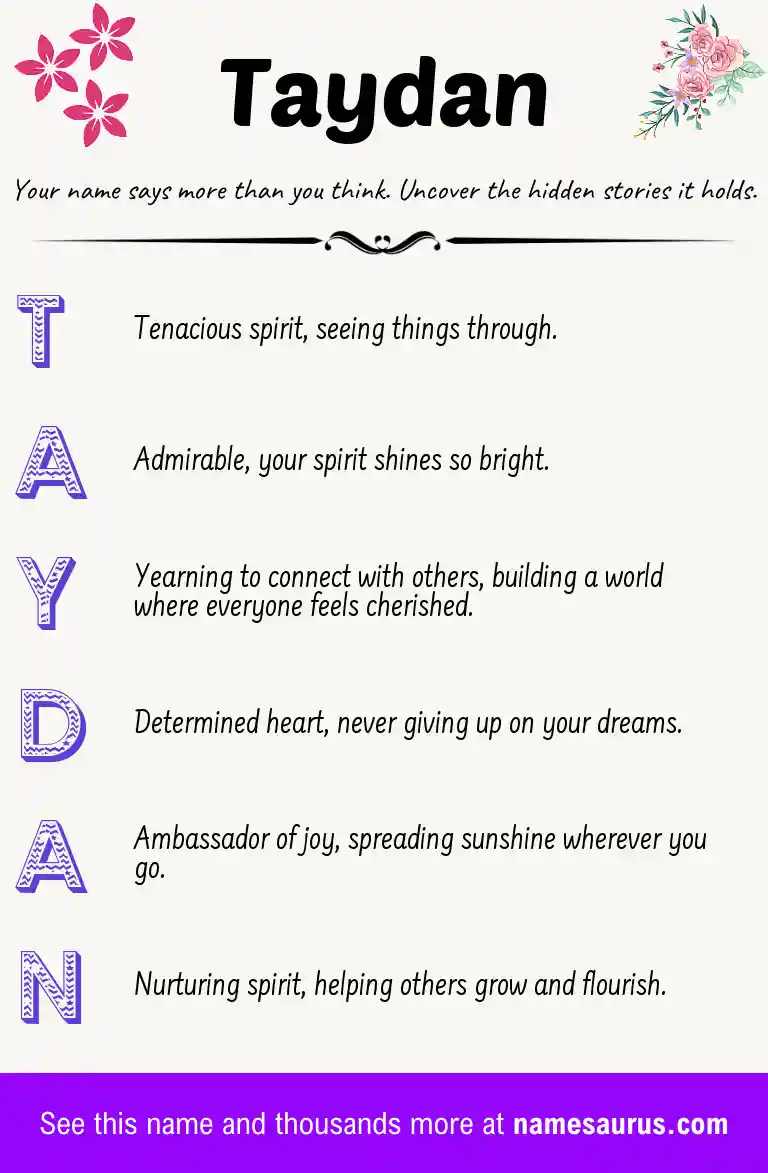 Acrostic poem about Taydan.