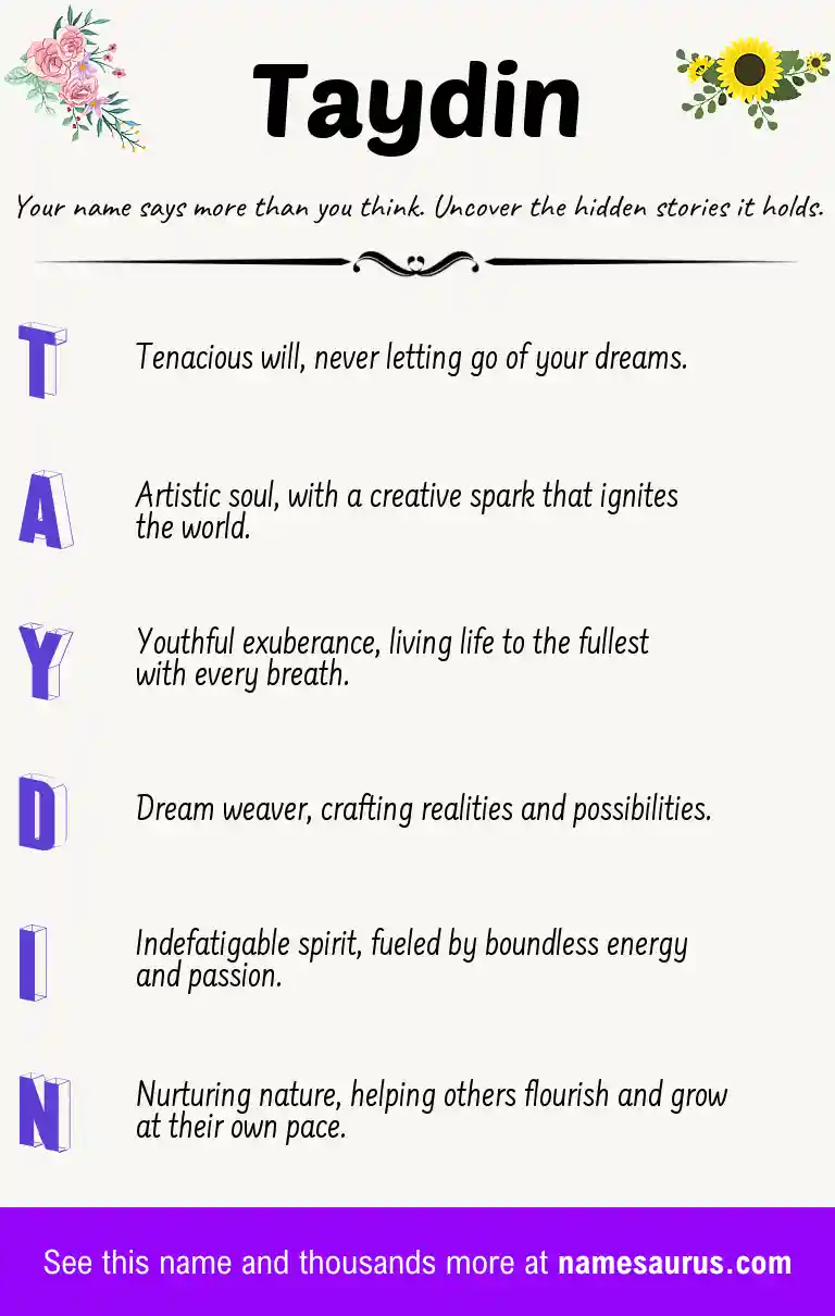 Acrostic poem about Taydin.