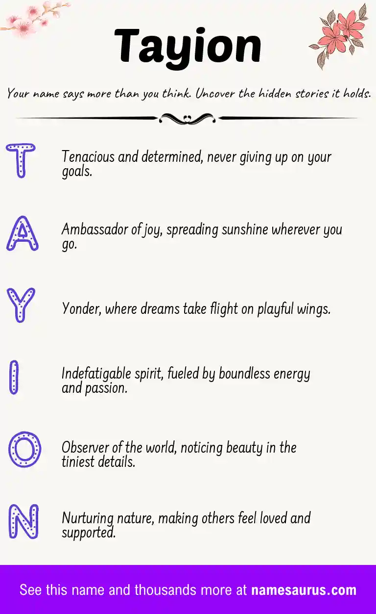 Acrostic poem about Tayion.