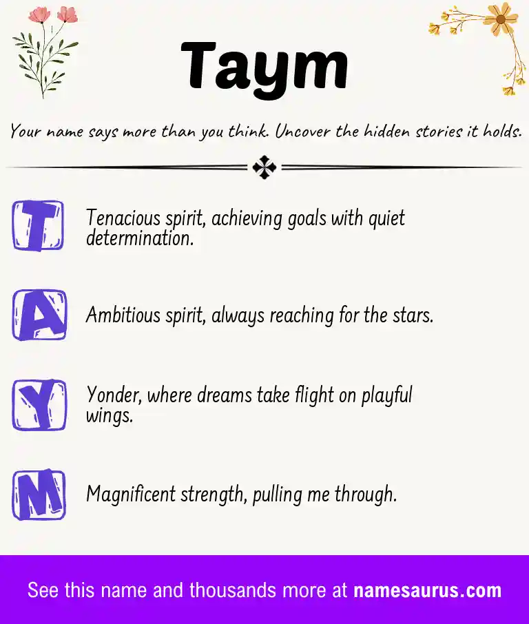 Acrostic poem about Taym.