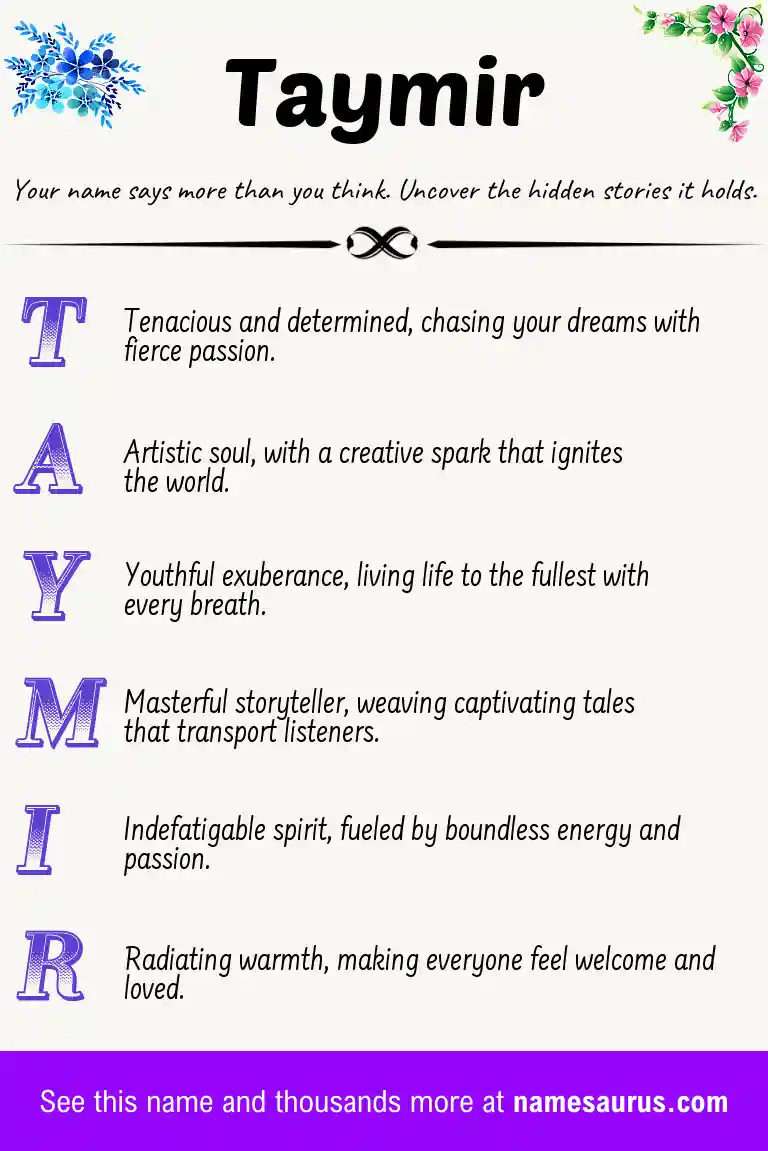 Acrostic poem about Taymir.
