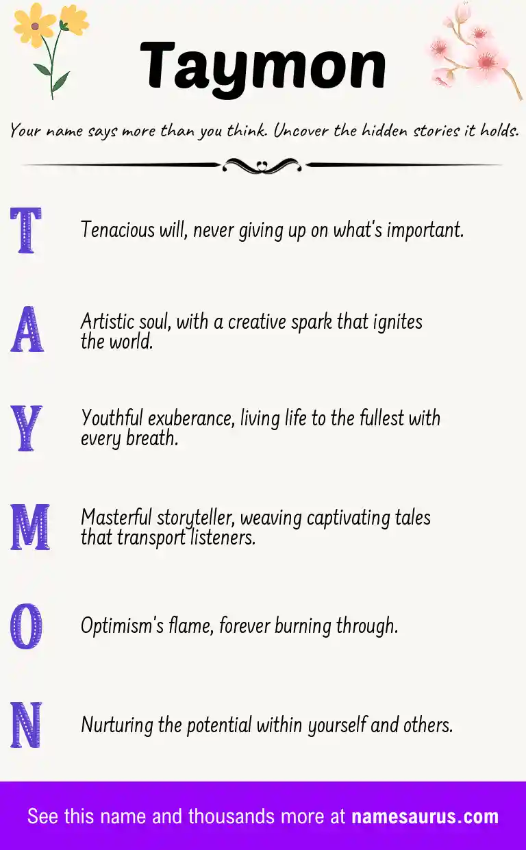 Acrostic poem about Taymon.