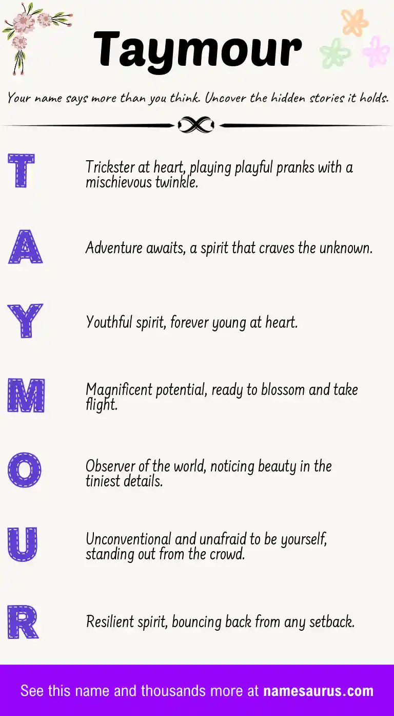 Acrostic poem about Taymour.