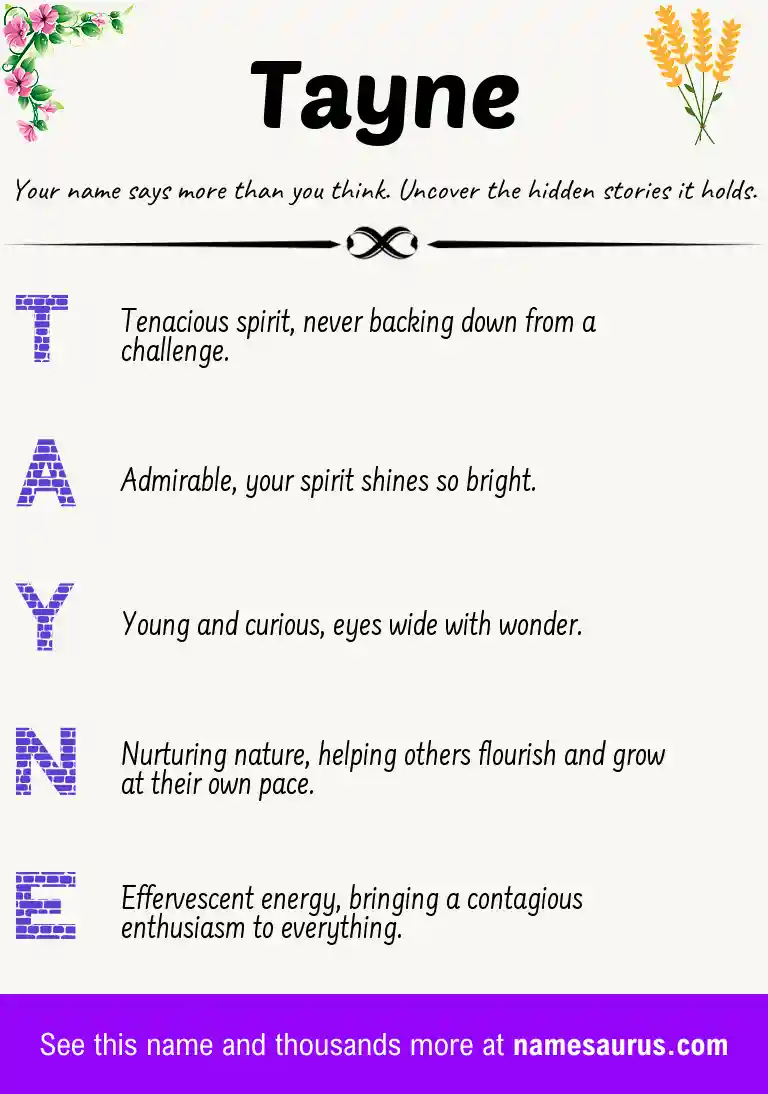 Acrostic poem about Tayne.