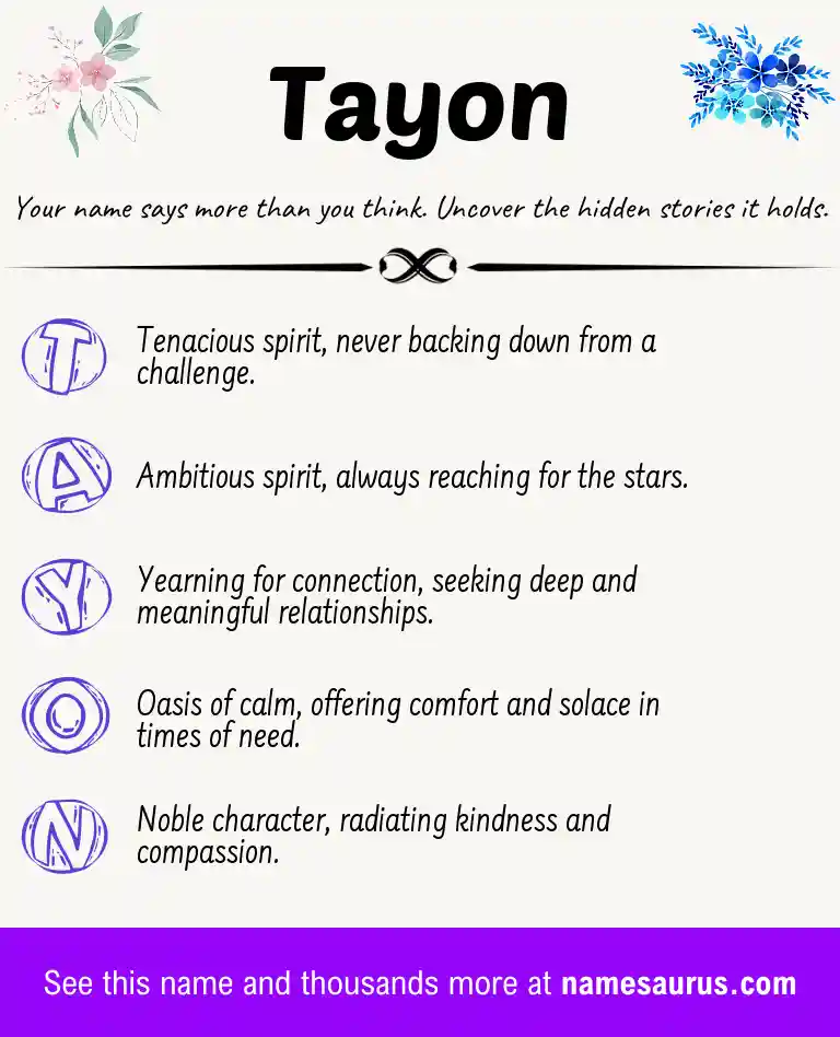 Acrostic poem about Tayon.