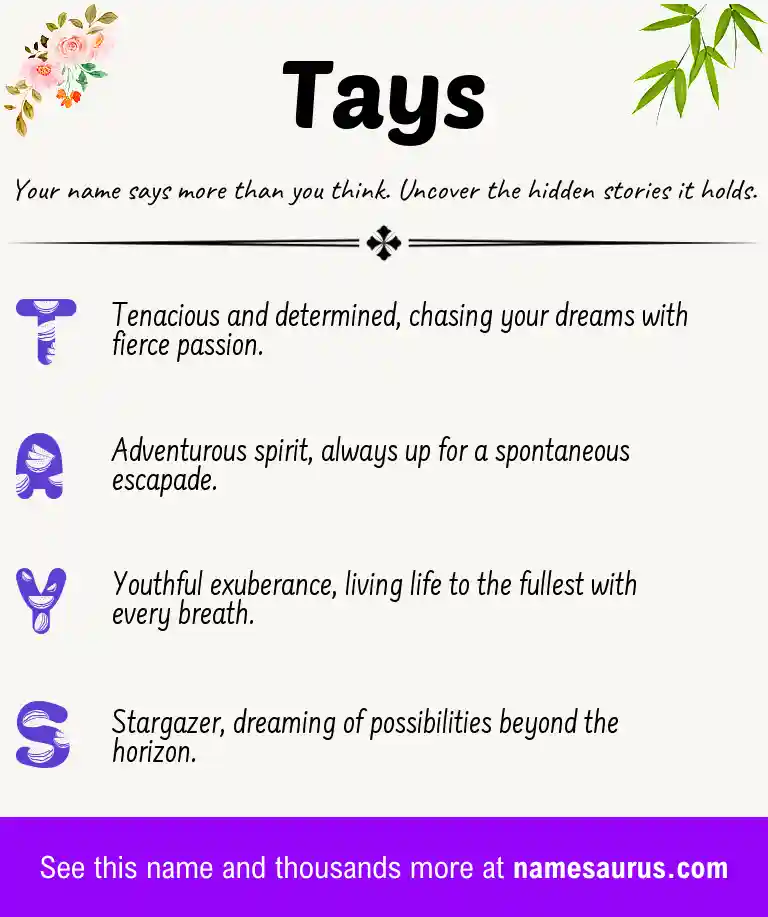 Acrostic poem about Tays.
