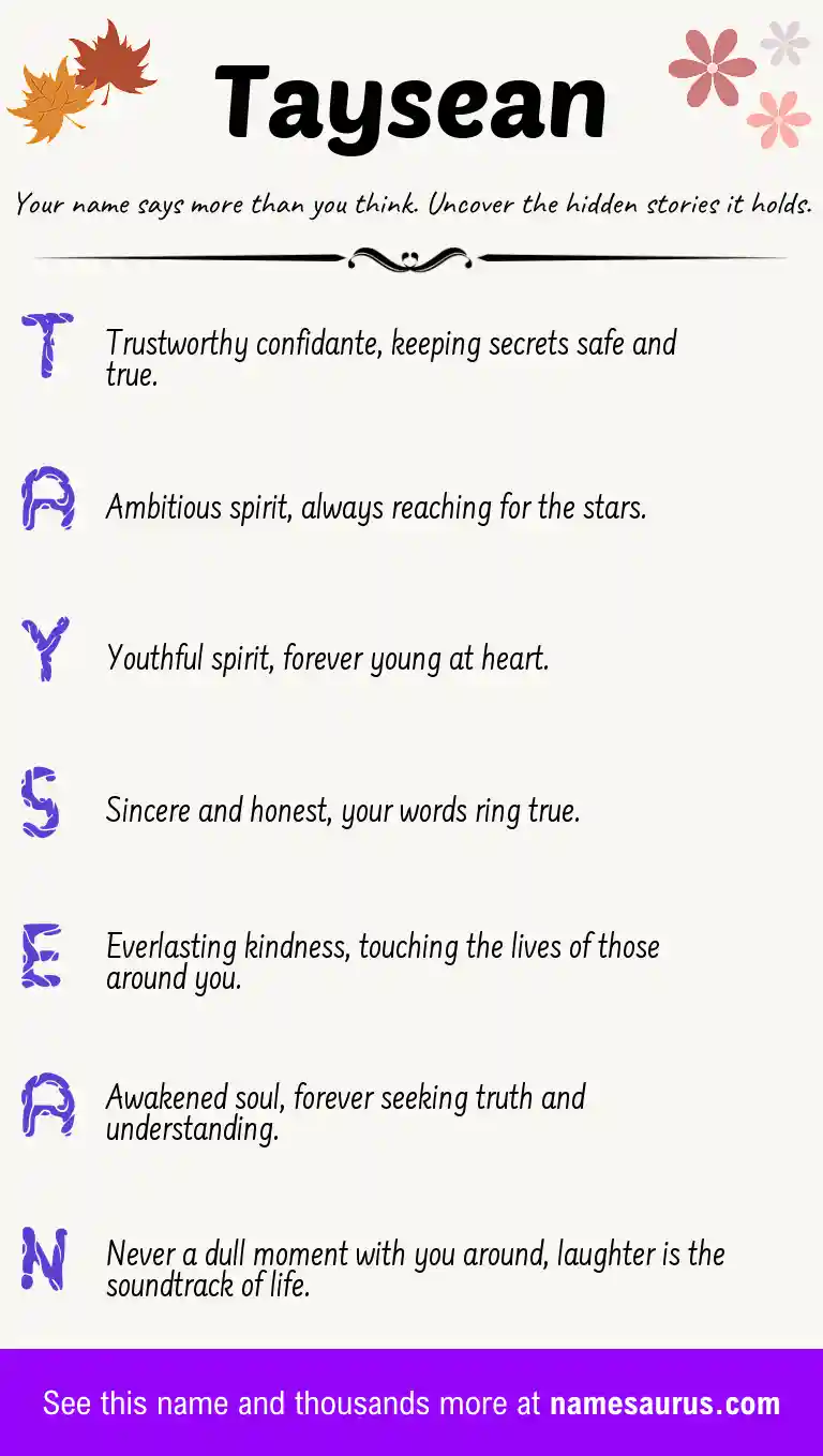 Acrostic poem about Taysean.