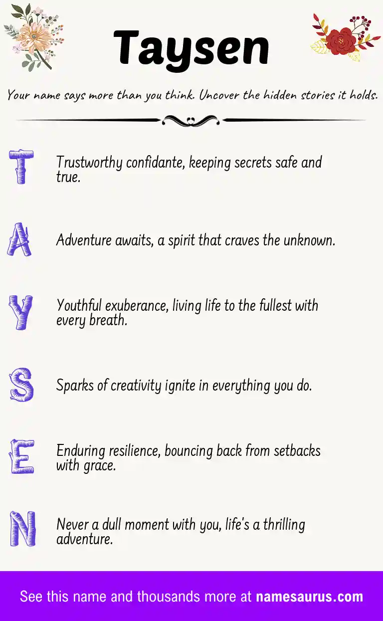 Acrostic poem about Taysen.