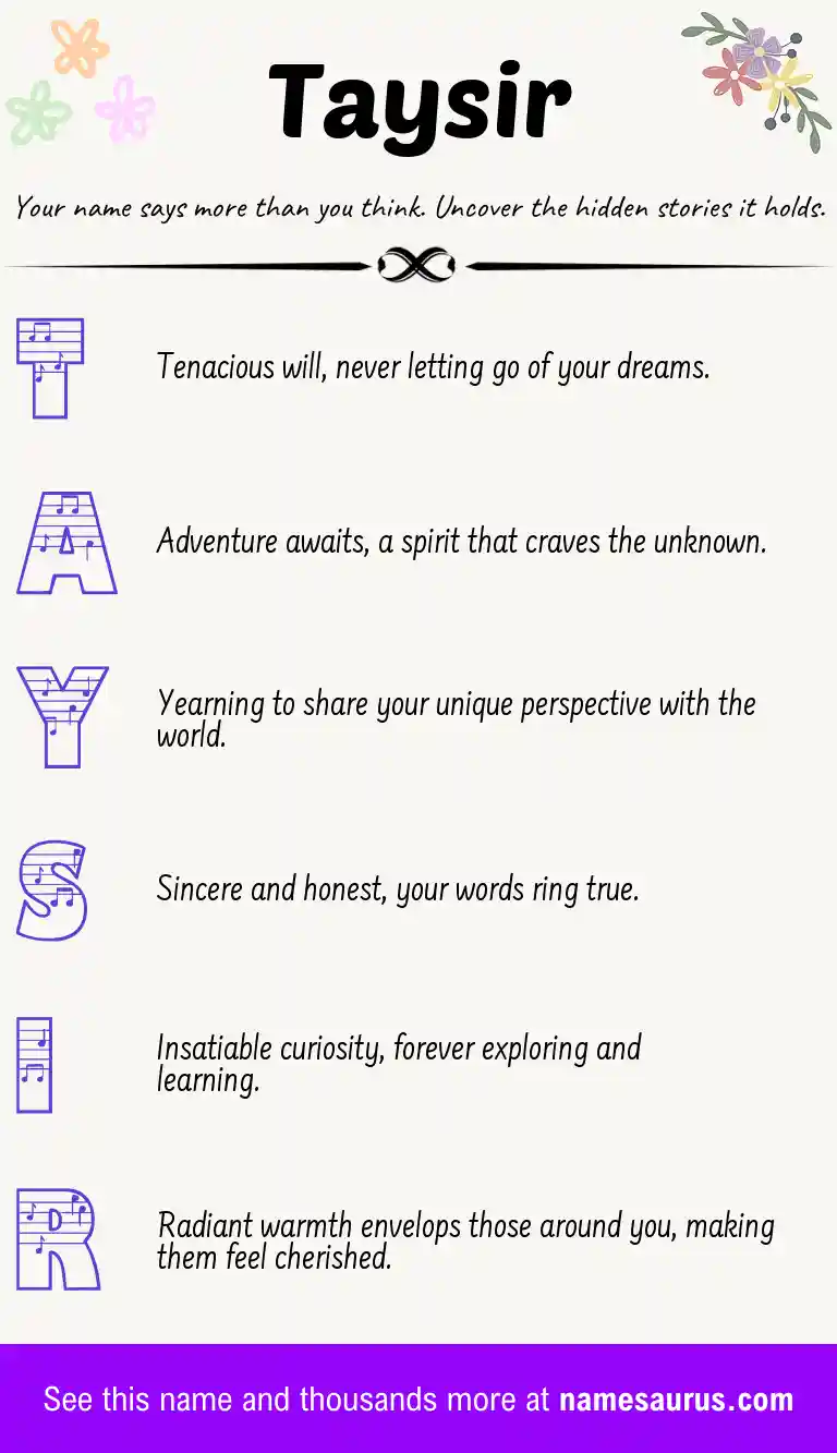Acrostic poem about Taysir.