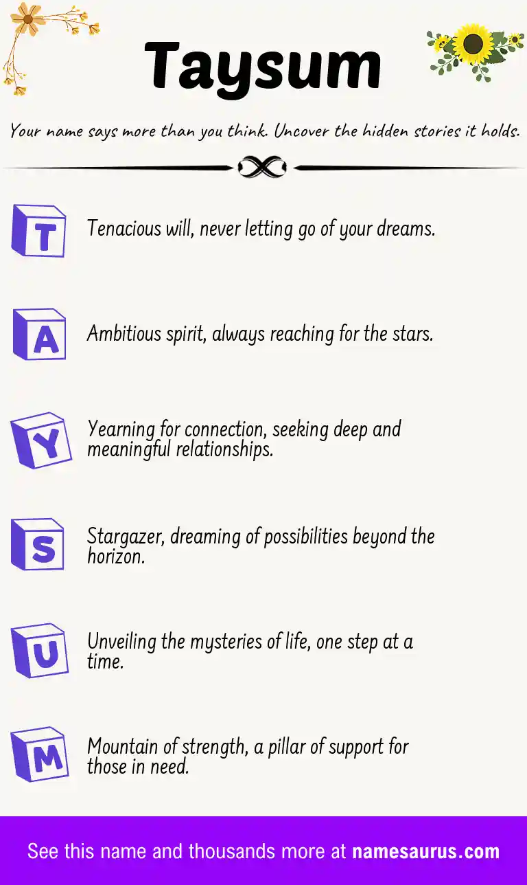 Acrostic poem about Taysum.