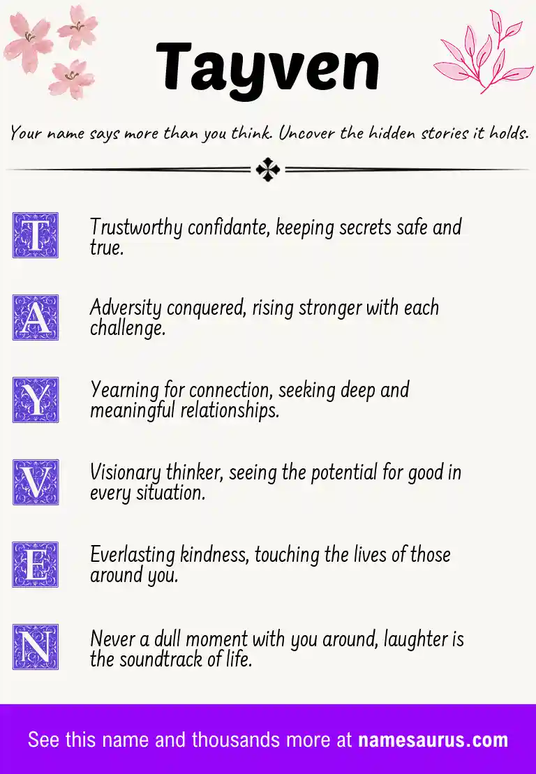 Acrostic poem about Tayven.