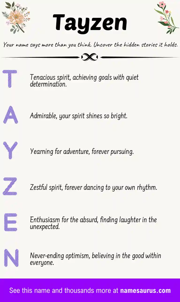 Acrostic poem about Tayzen.