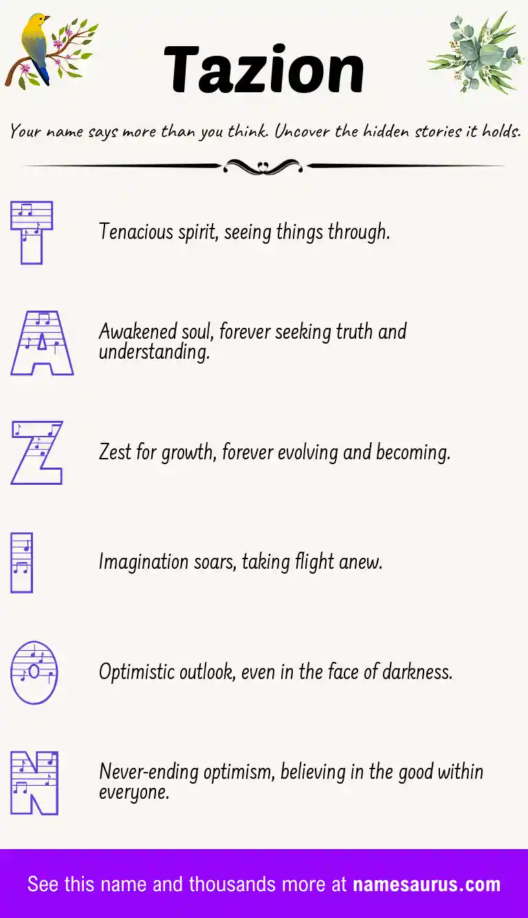 Acrostic poem about Tazion.