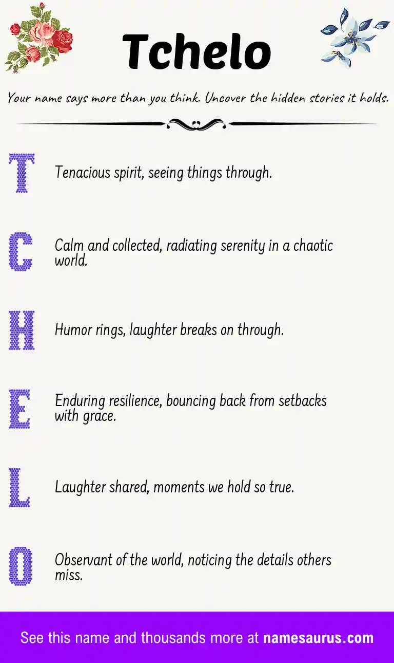 Acrostic poem about Tchelo.