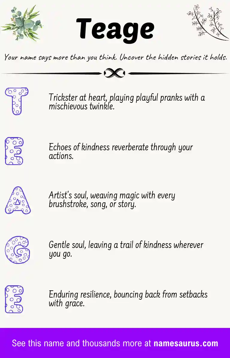 Acrostic poem about Teage.