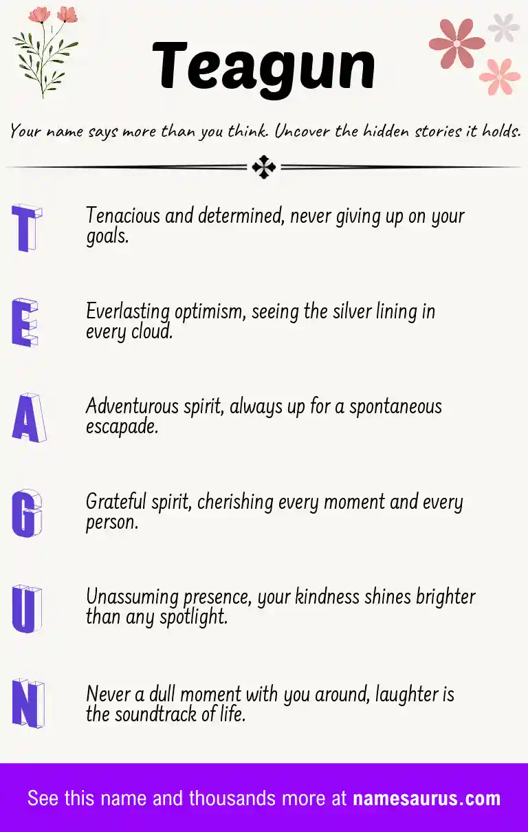 Acrostic poem about Teagun.