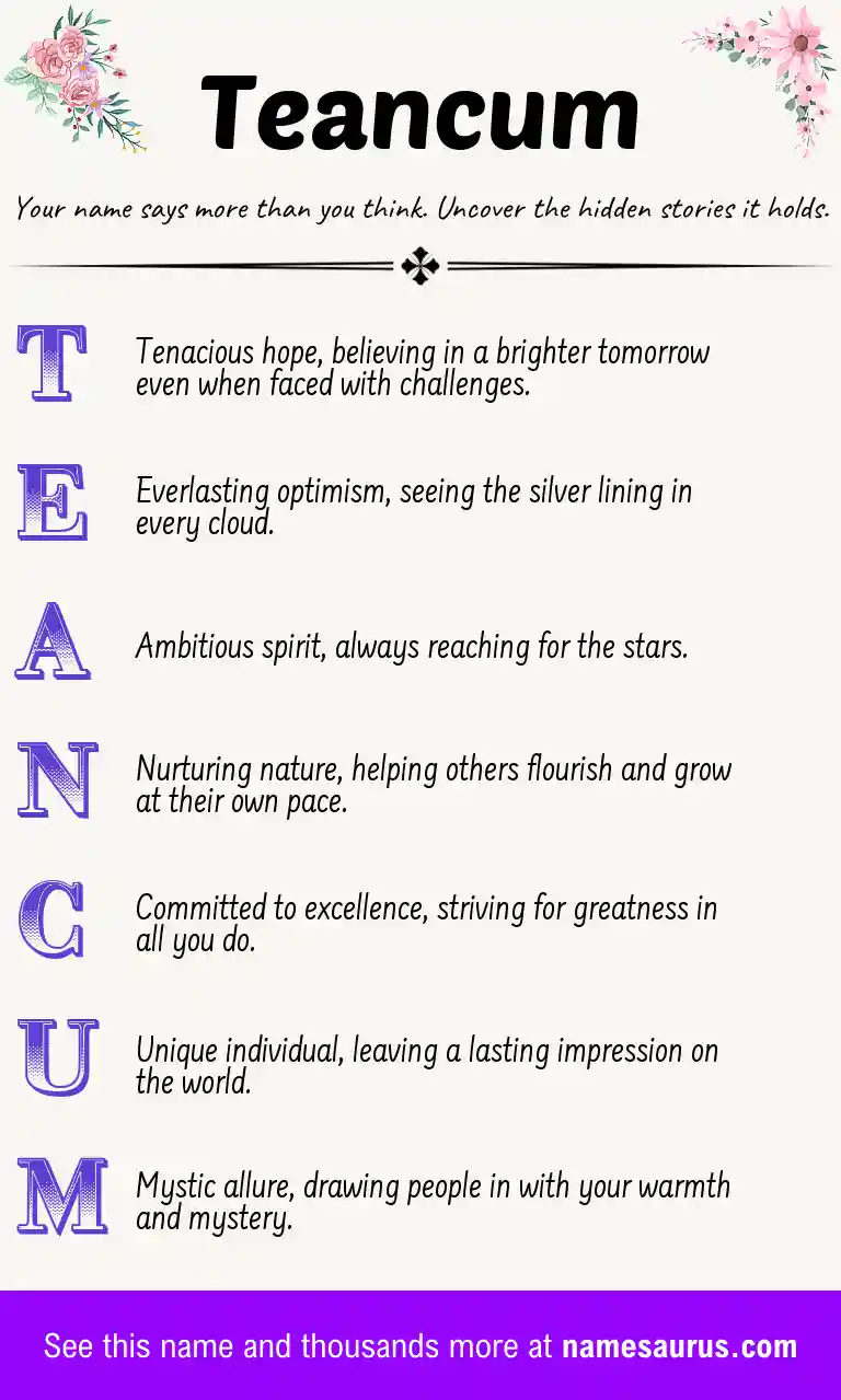 Acrostic poem about Teancum.