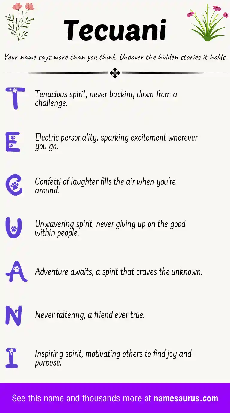 Acrostic poem about Tecuani.