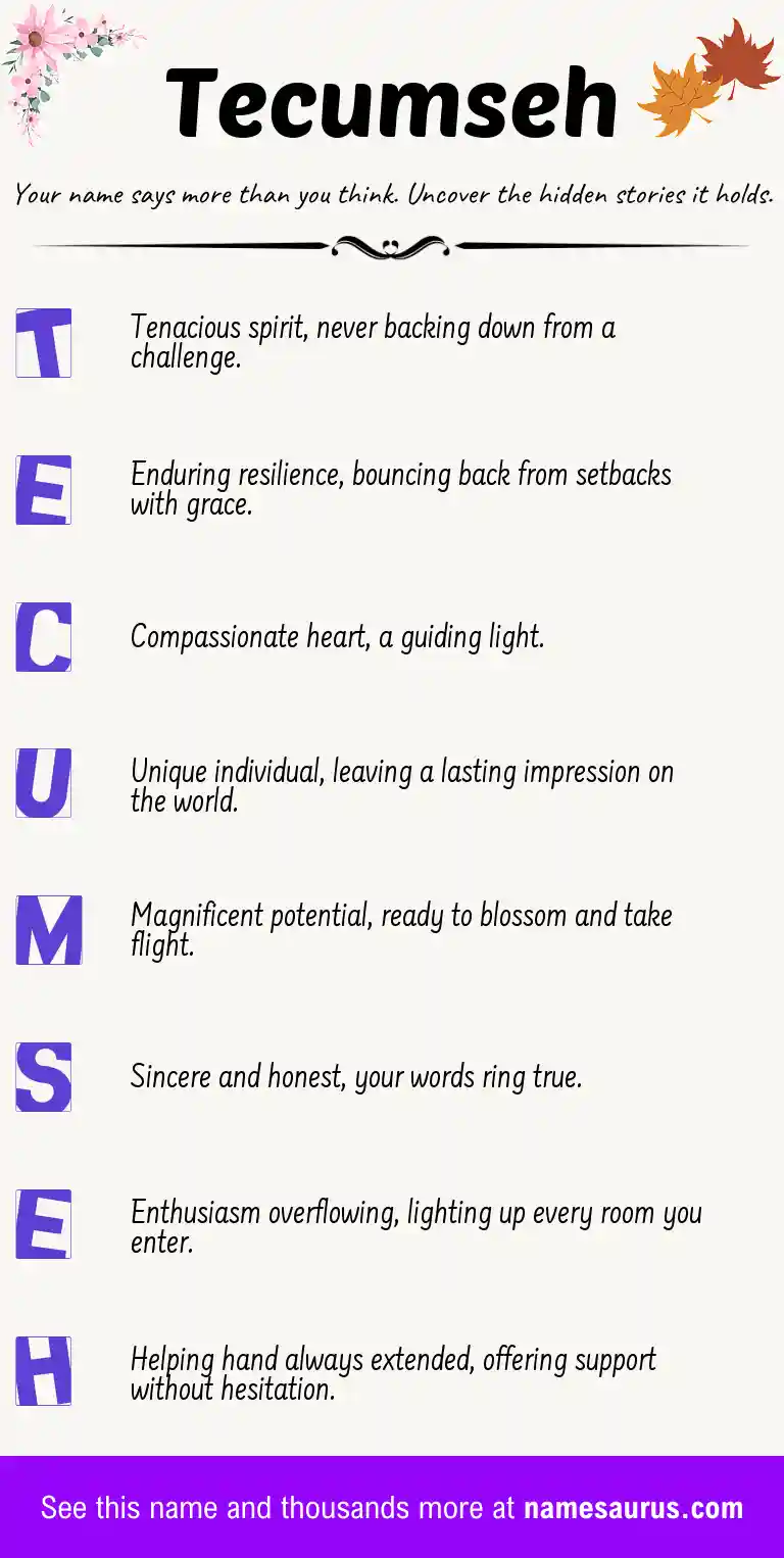 Acrostic poem about Tecumseh.
