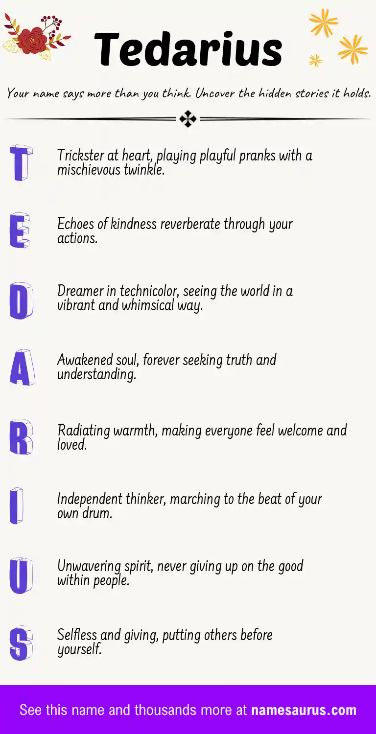 Acrostic poem about Tedarius.
