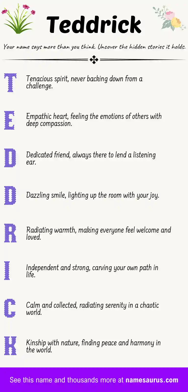 Acrostic poem about Teddrick.