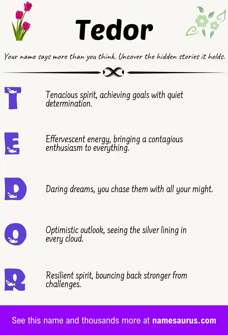 Acrostic poem about Tedor.