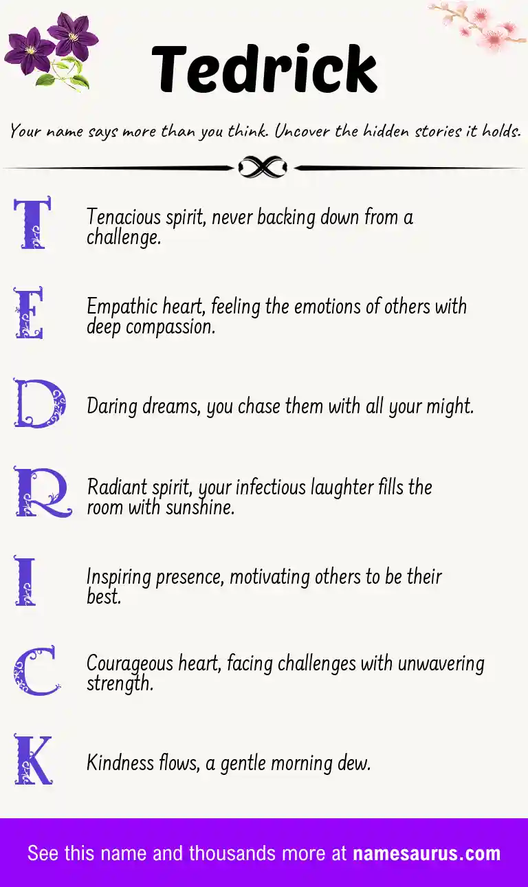 Acrostic poem about Tedrick.