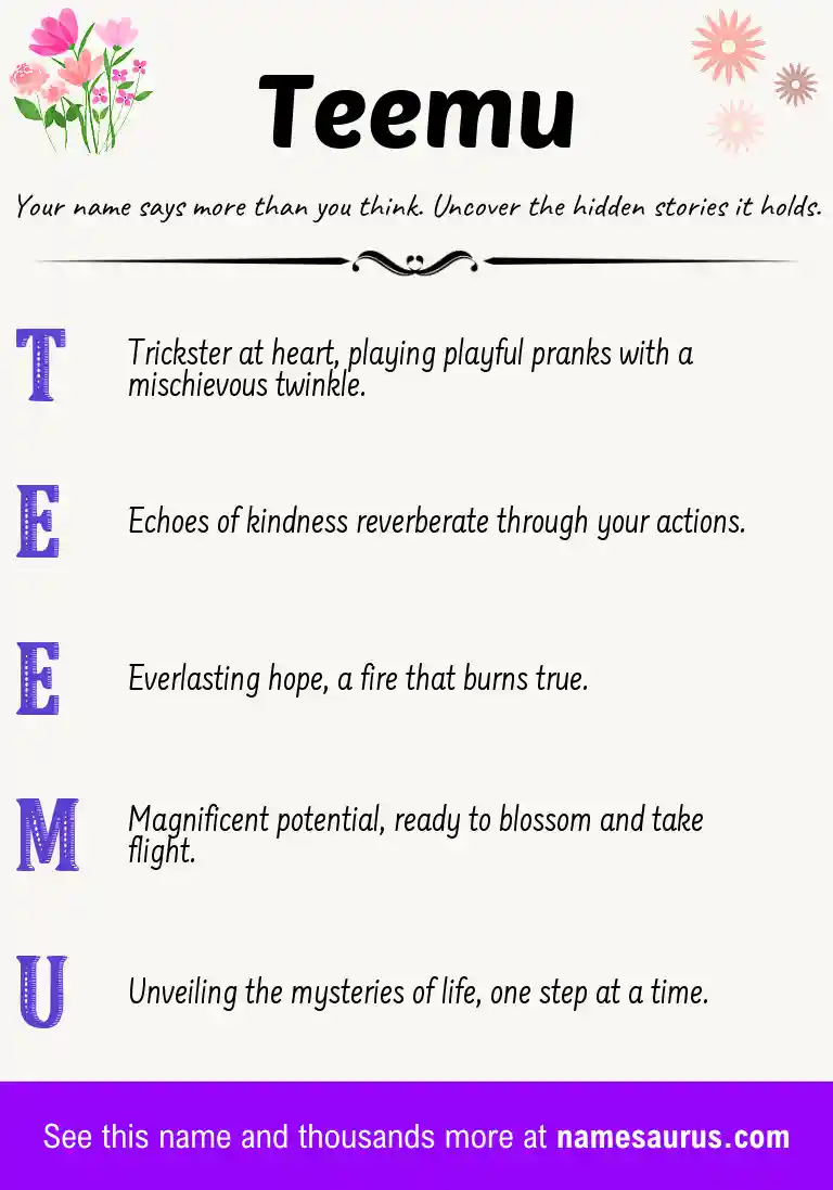 Acrostic poem about Teemu.