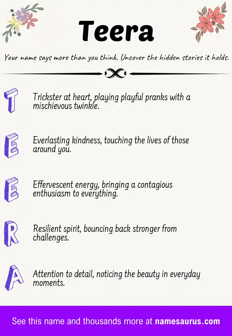 Acrostic poem about Teera.