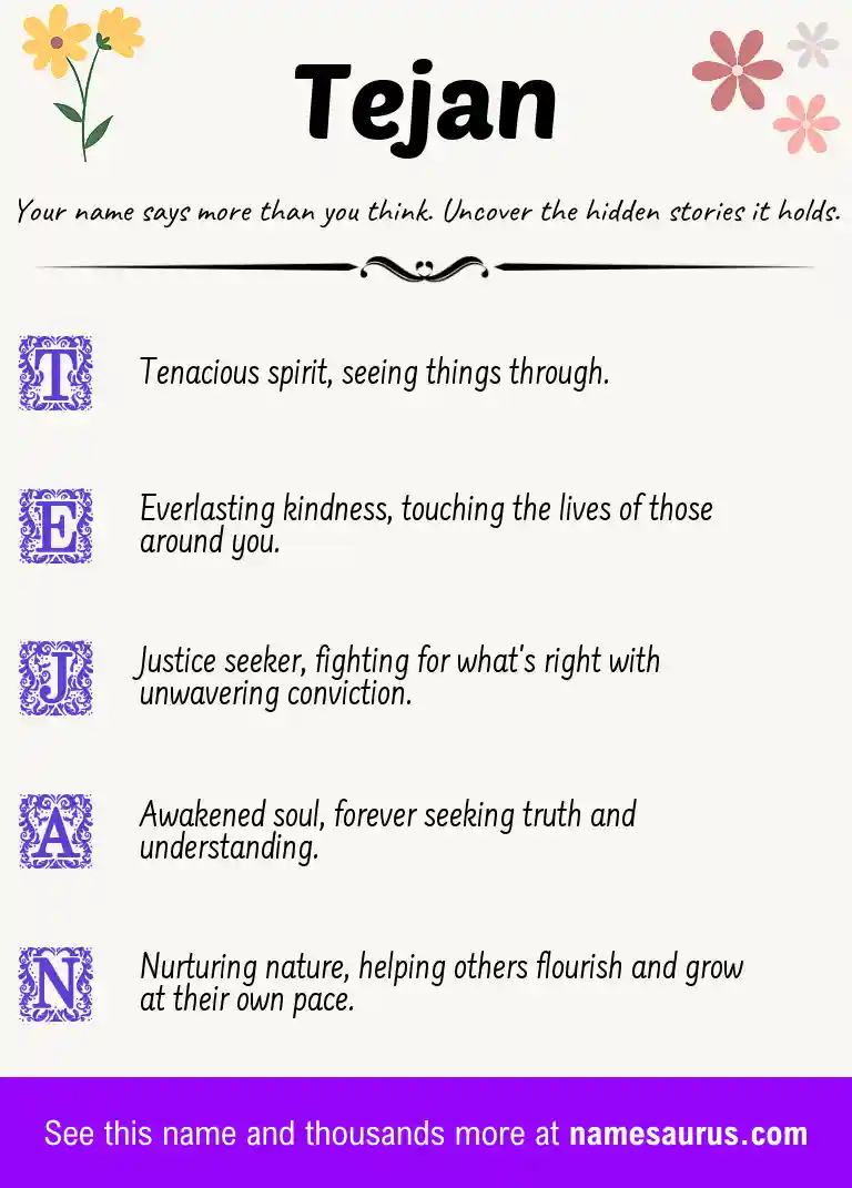 Acrostic poem about Tejan.