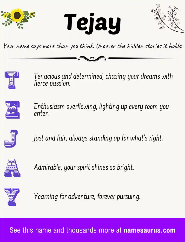 Acrostic poem about Tejay.