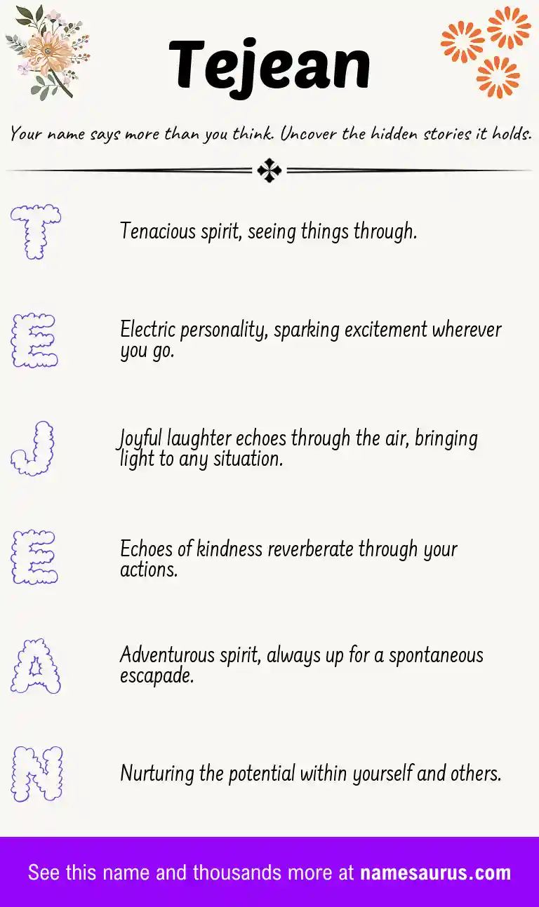 Acrostic poem about Tejean.