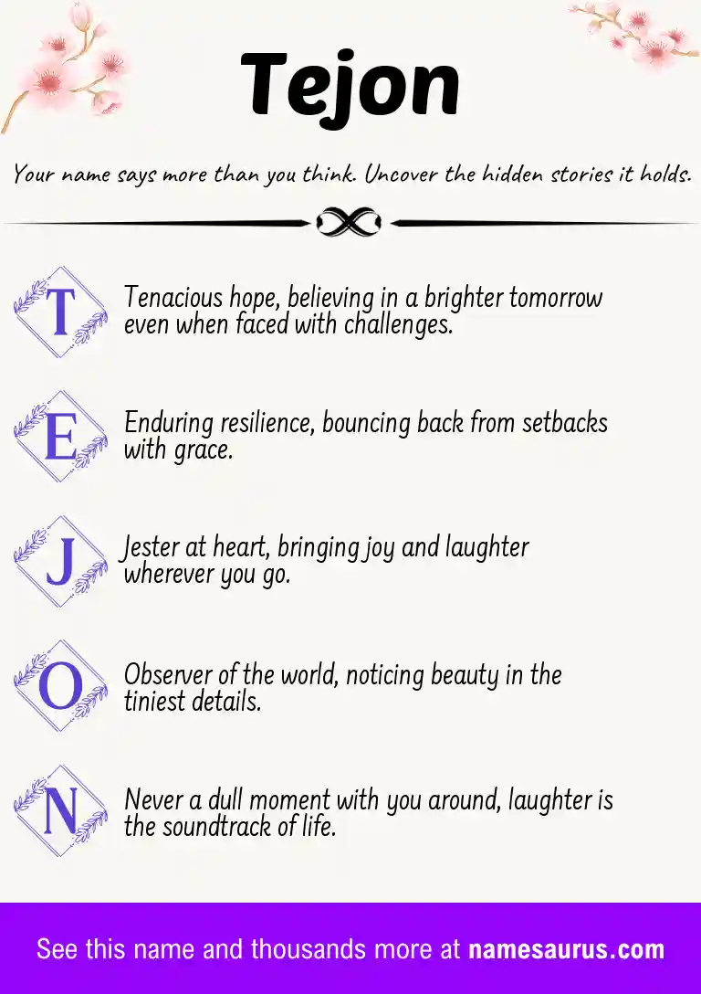 Acrostic poem about Tejon.